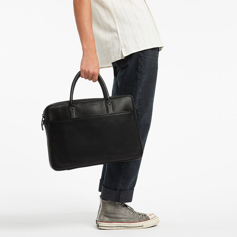 Status Anxiety Risking All Leather Laptop Bag Black