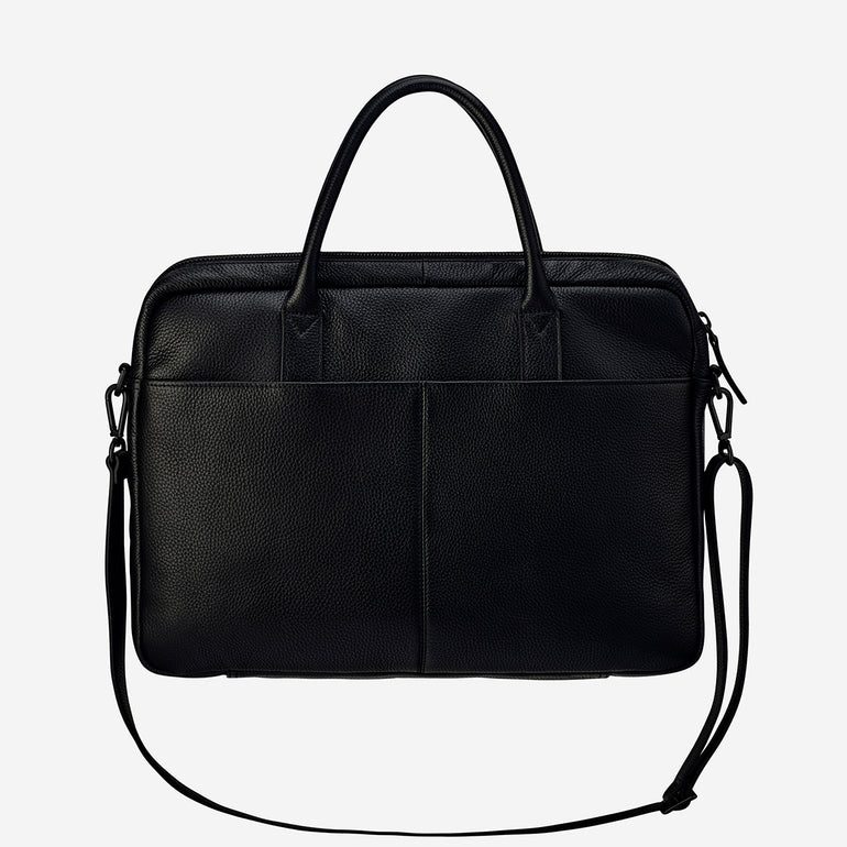 Status Anxiety Risking All Leather Laptop Bag Black