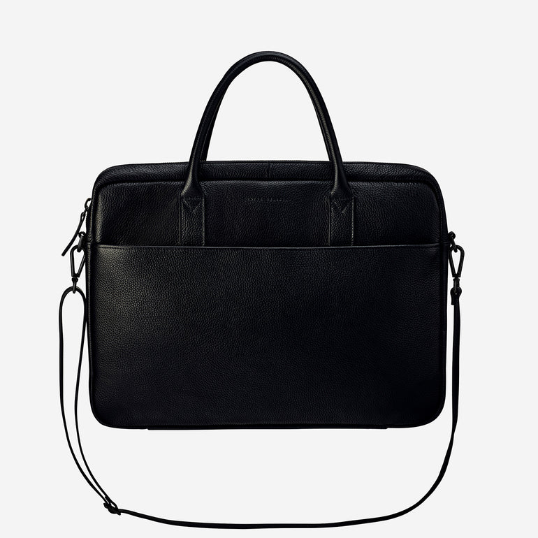 Status Anxiety Risking All Leather Laptop Bag Black