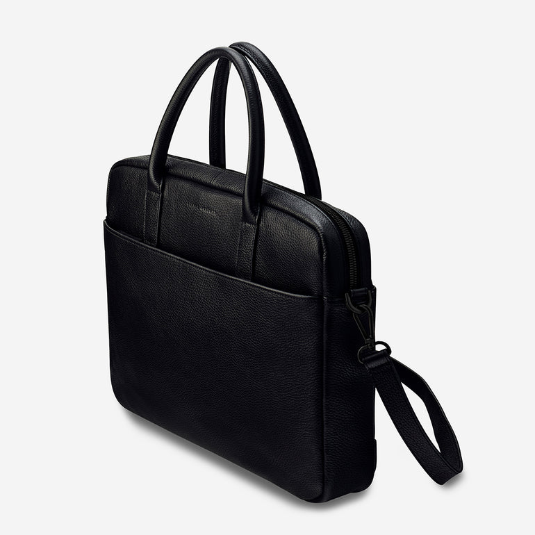 Status Anxiety Risking All Leather Laptop Bag Black