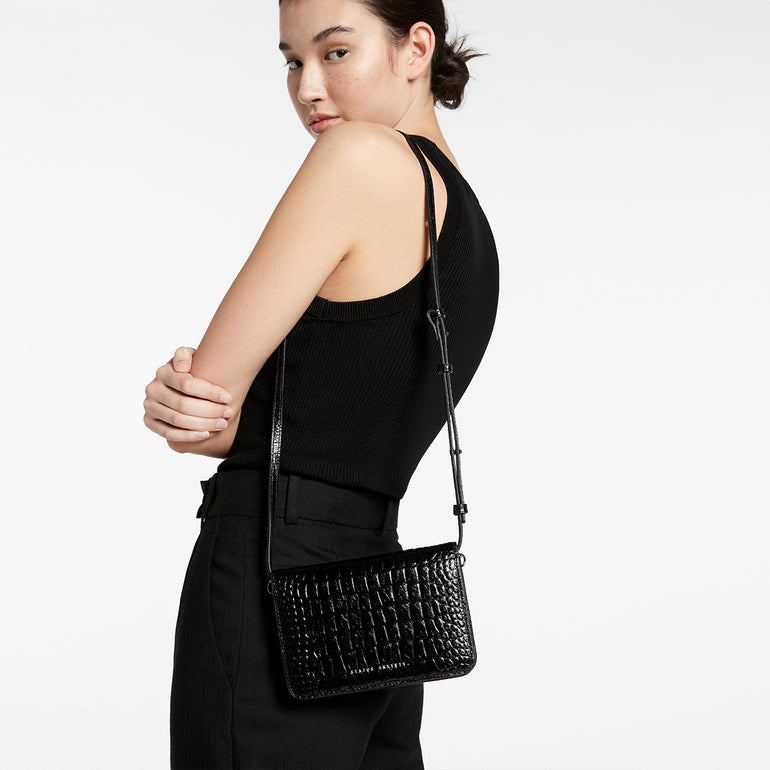 Status Anxiety She Burns Women's Leather Bag Black Croc