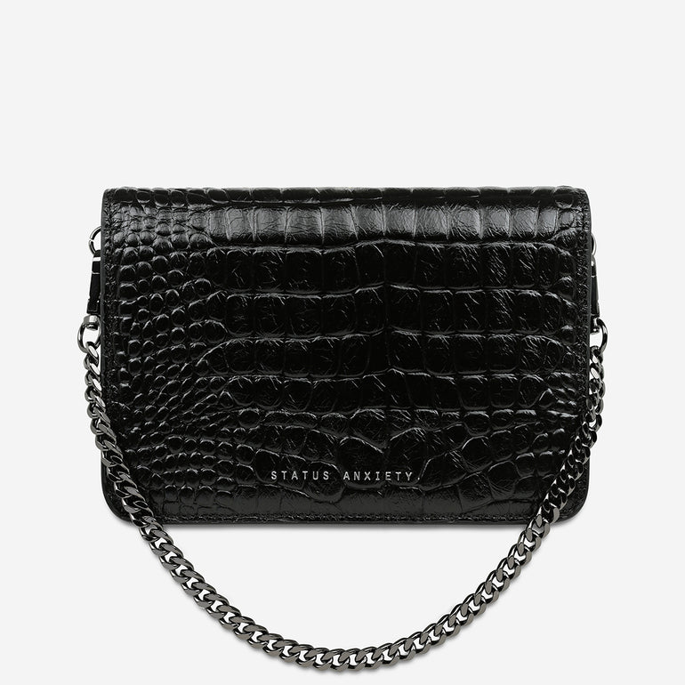 Status Anxiety She Burns Women's Leather Bag Black Croc