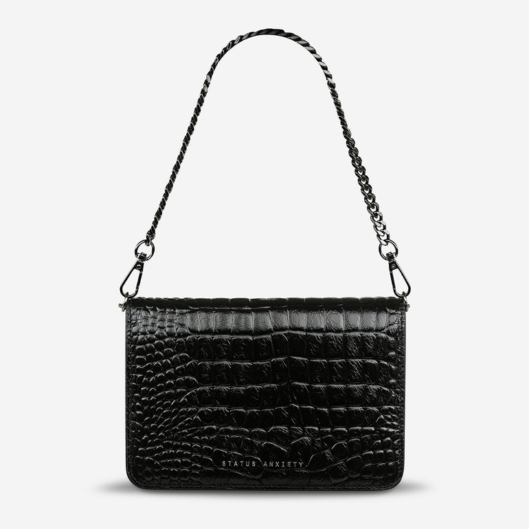 Status Anxiety She Burns Women's Leather Bag Black Croc