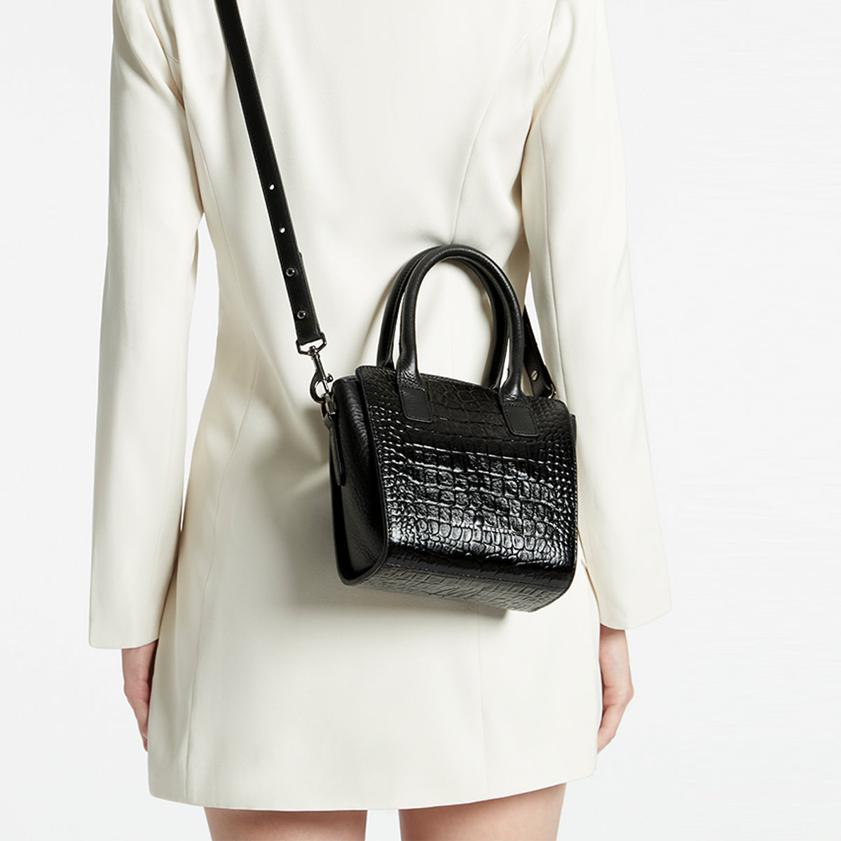 Worst Behind Us Bag - Black Croc Emboss
