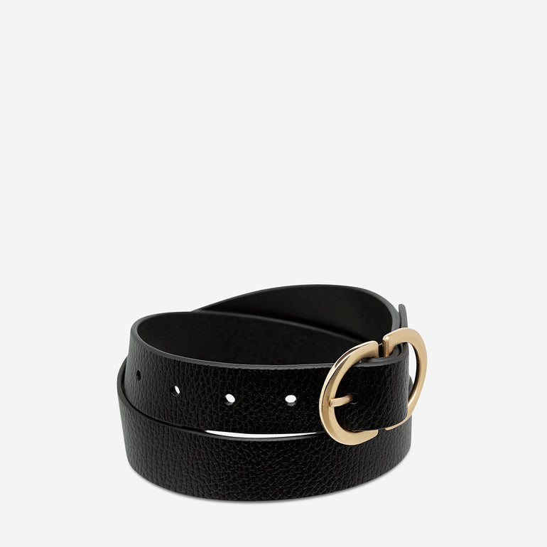 Status Anxiety In Reverse Women's Leather Belt Black