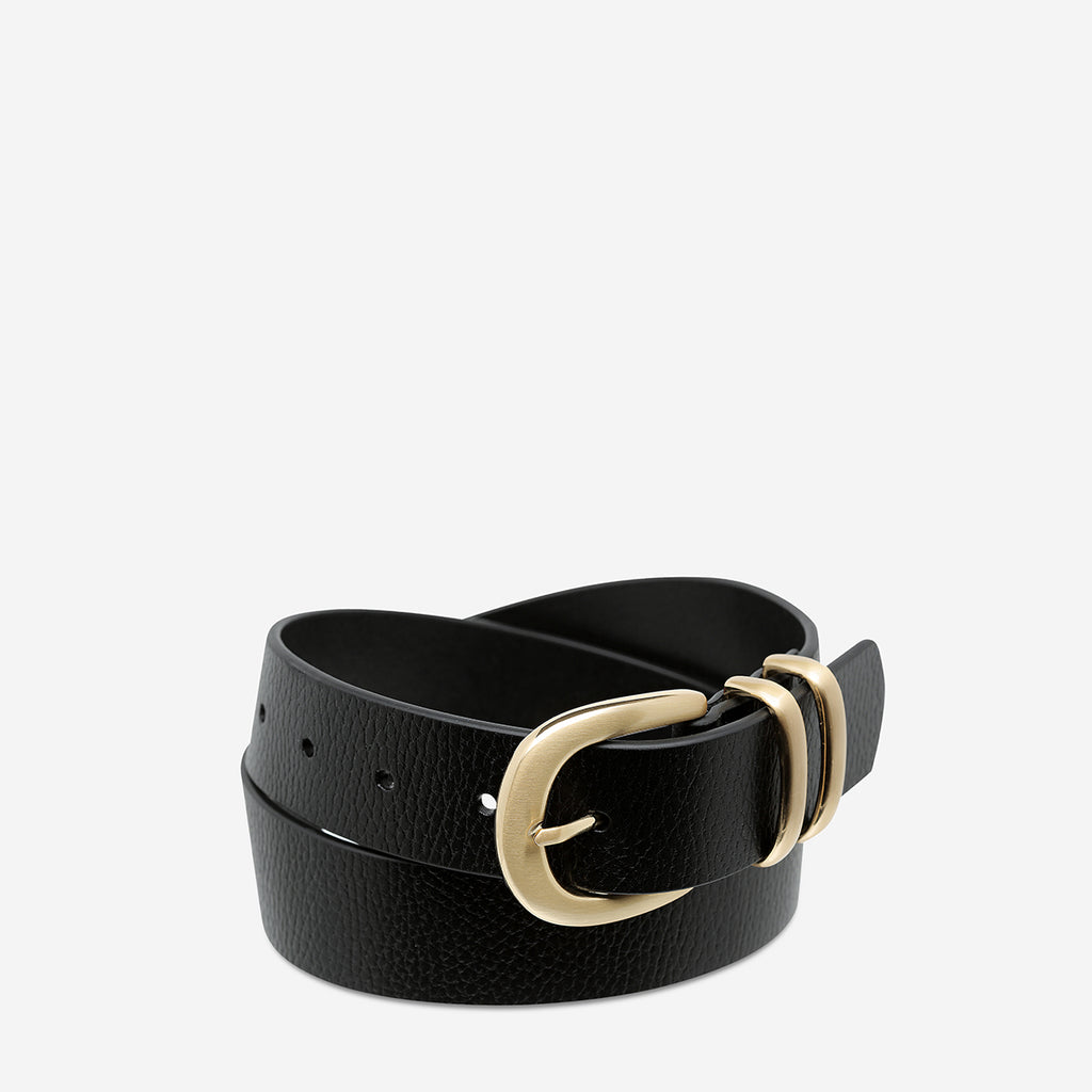 Let it Be Women's Black Leather Belt Status Anxiety®