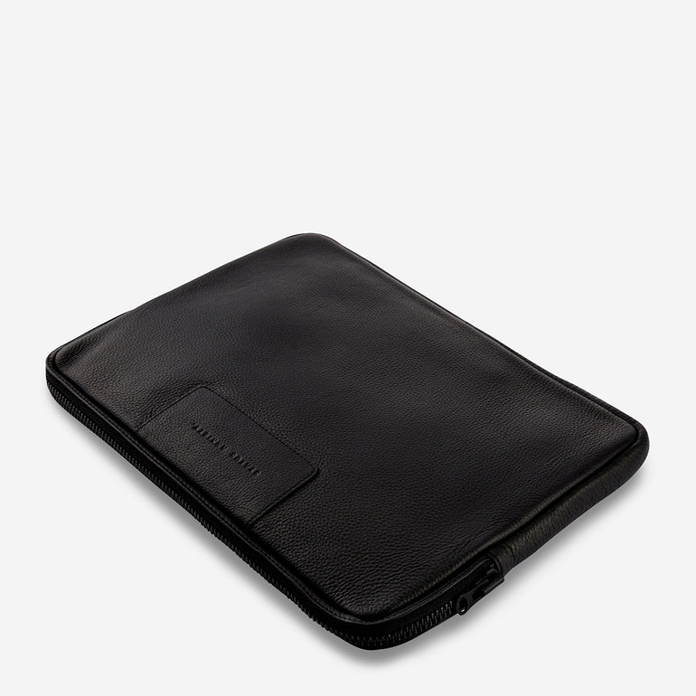 Status Anxiety Before I Leave Leather Laptop Case Black