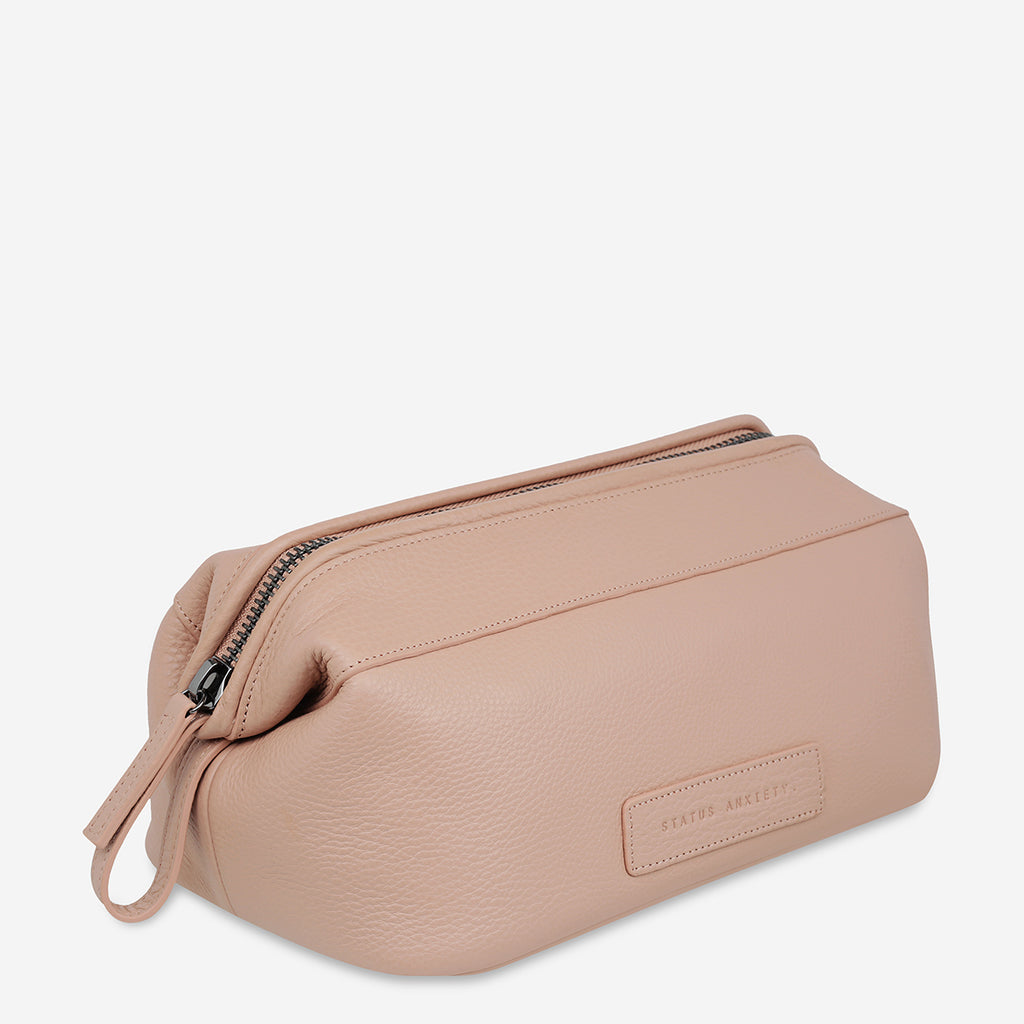 Liability Dusty Pink Leather Toiletries Bag | Status Anxiety® Official