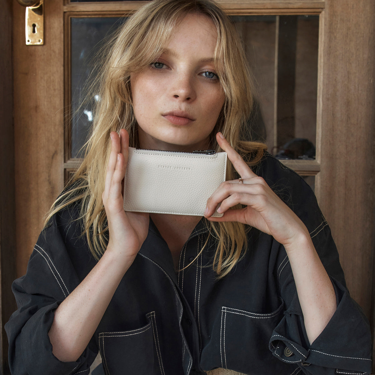 Status Anxiety Avoiding Things Women's Leather Wallet Chalk